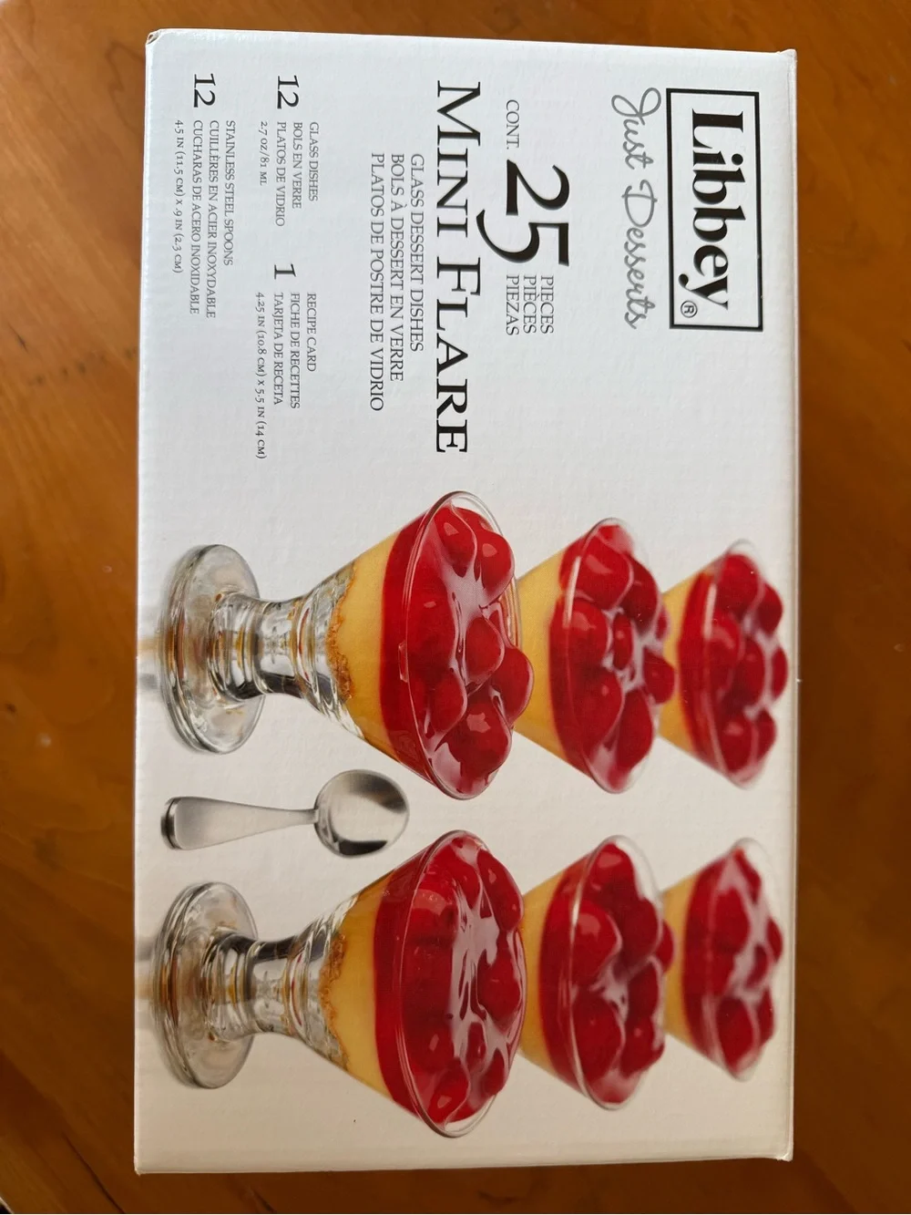 Libbey Glass Dessert Bowls with Miniature Stainless Steel Spoons